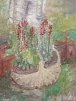 Blumen im Korb - Öl auf Malpappe - 30x40 cm