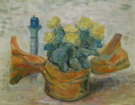 Blume mit Kerze - Öl auf Malpappe - 40x50 cm
