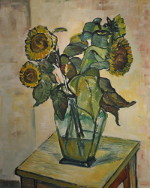 Sonnenblumen- Öl auf Malpappe - 40x50 cm