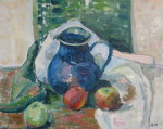 Saftkrug mit Äpfeln - Öl auf Malmappe - 40x50 cm