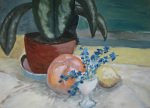 Stillleben mit Apfelsine und Zitrone - Öl auf Malmappe - 30x40 cm
