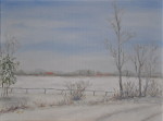 Winter am Dorfrand - Öl auf Leinwand - 30x40 cm