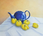 Quitten mit Teekanne - Öl auf Leinwand - 50x60 cm