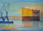 Elphi in der Abendsonne - Öl auf Leinwand - 50x70 cm