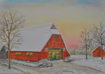 Schafstall im Winter - Öl auf Leinwand - 50x70 cm