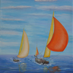 Segler - Öl auf Leinwand - 70x70 cm
