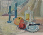Apfelsine mit Pfeife - Öl auf Malmappe - 40x50 cm