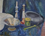 Kerzen mit Schalen - Öl auf Malmappe - 40x50 cm