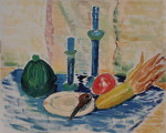 Kerzen und Pfeife - Öl auf Malmappe - 40x50 cm