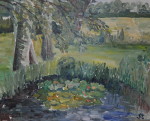 Seerosen - Öl auf Malmappe -  40x50 cm