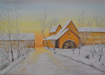 Wassermühle im Winter - Öl auf Leinwand - 50x70 cm