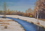 Winter + Baumaschine 01 - Öl auf Leinwand - 50x70 cm